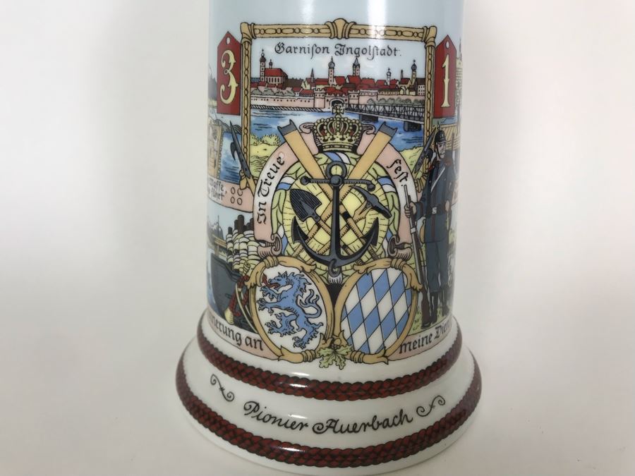 Vintage German Beer Stein With Train On Lid 9.5H [Photo 5]
