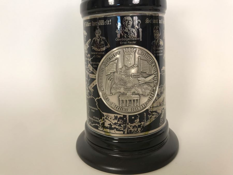 Limited Edition German Platinum Berlin Airlift Beer Stein 9.5H Retailed For $154 [Photo 3]