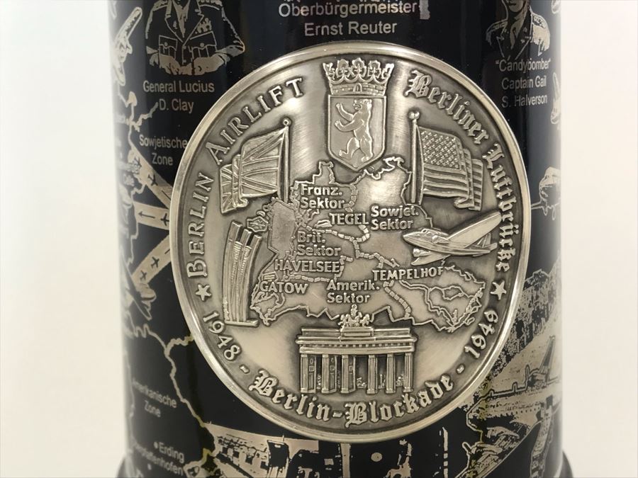 Limited Edition German Platinum Berlin Airlift Beer Stein 9.5H Retailed For $154 [Photo 4]