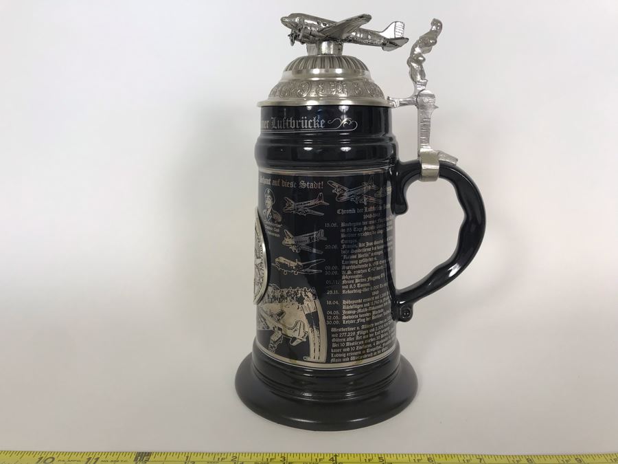 Limited Edition German Platinum Berlin Airlift Beer Stein 9.5H Retailed For $154 [Photo 7]