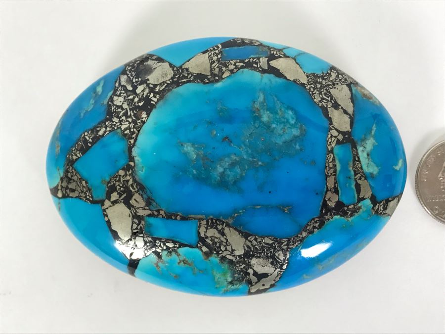 Large Signed Turquoise / Sterling Silver Belt Buckle Signed K (Believed To By Kay Johnson Navajo) 170g 3.5 X 2.5 [Photo 6]