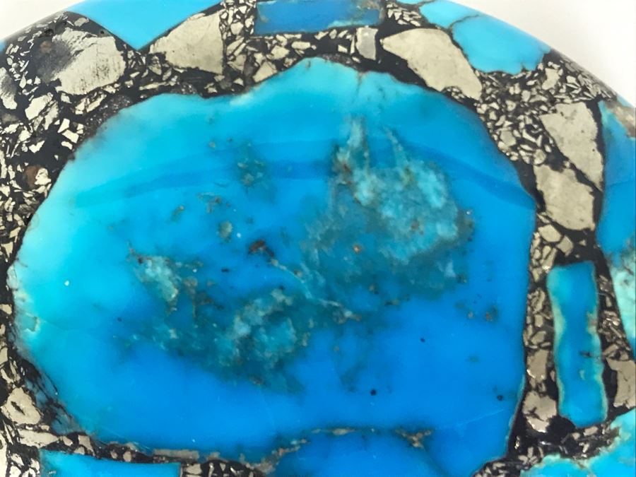 Large Signed Turquoise / Sterling Silver Belt Buckle Signed K (Believed To By Kay Johnson Navajo) 170g 3.5 X 2.5 [Photo 9]