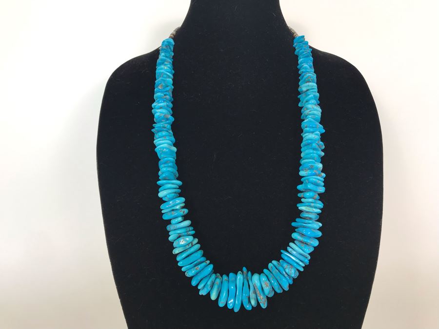 Large Turquoise Beaded Necklace 29L 236g