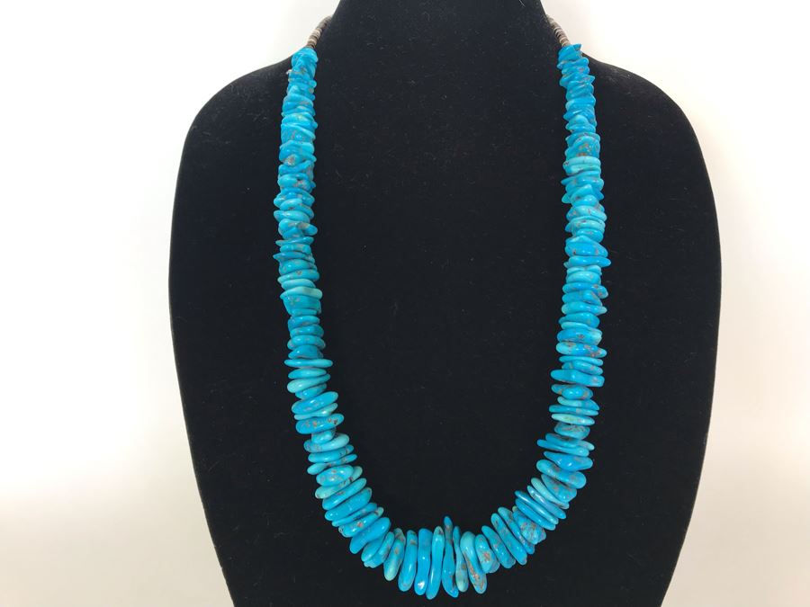 Large Turquoise Beaded Necklace 29L 236g [Photo 1]