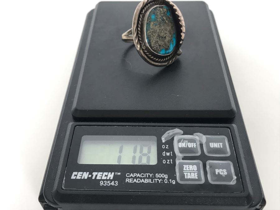 Sterling Silver / Turquoise Native American Ring 11.8g Size 7 [Photo 9]