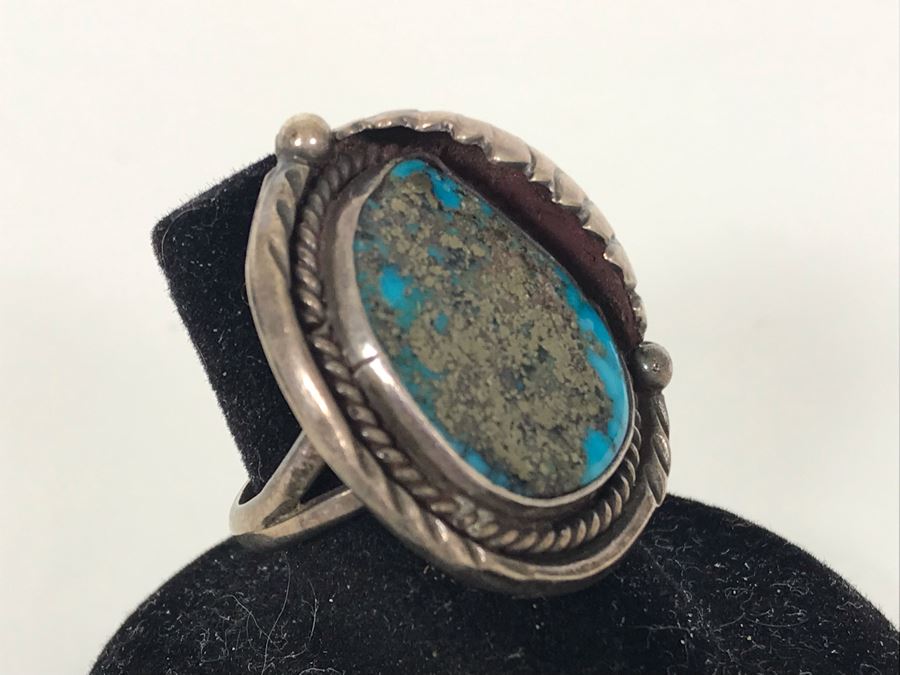 Sterling Silver / Turquoise Native American Ring 11.8g Size 7 [Photo 3]