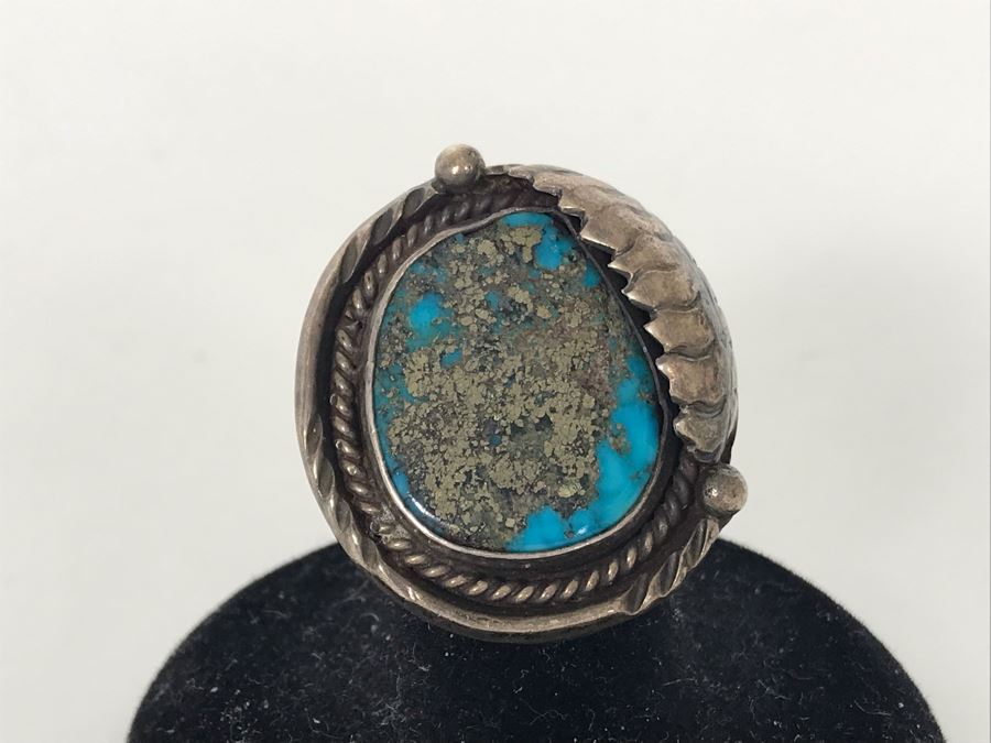 Sterling Silver / Turquoise Native American Ring 11.8g Size 7 [Photo 2]