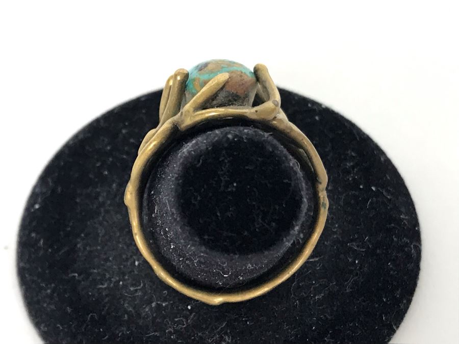 Old Turquoise Brass Ring Size 9.5 (Needs Cleaning [Photo 4]