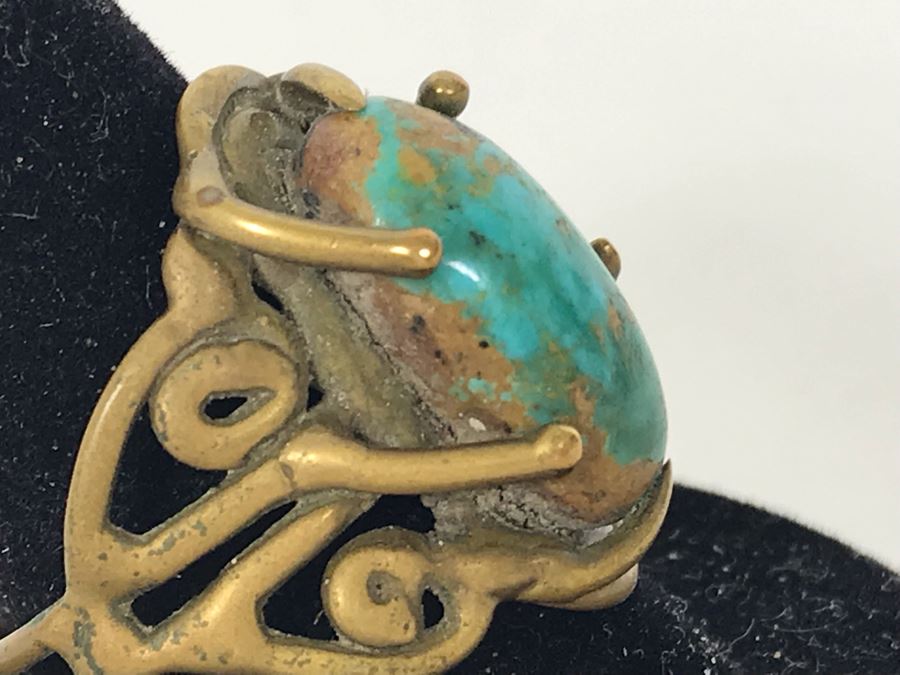 Old Turquoise Brass Ring Size 9.5 (Needs Cleaning [Photo 6]