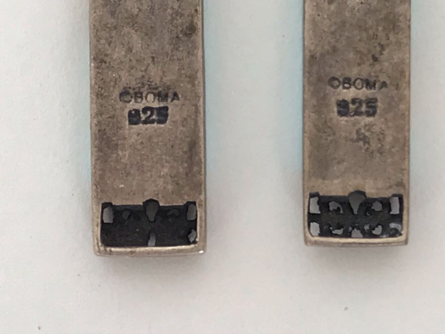 Sterling Silver / Turquoise Earrings Signed OBOMA 925 4.6g [Photo 5]