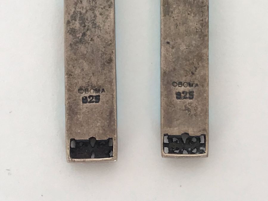 Sterling Silver / Turquoise Earrings Signed OBOMA 925 4.6g [Photo 4]