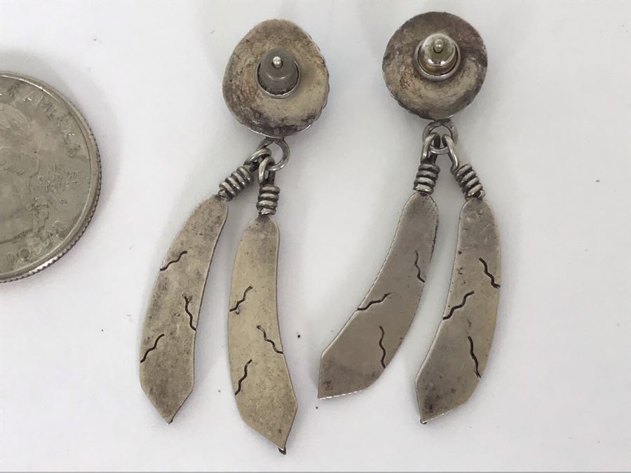 Sterling Silver / Turquoise Native American Post Earrings 7.4g [Photo 6]