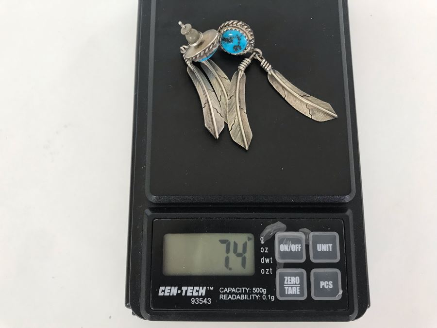 Sterling Silver / Turquoise Native American Post Earrings 7.4g [Photo 7]