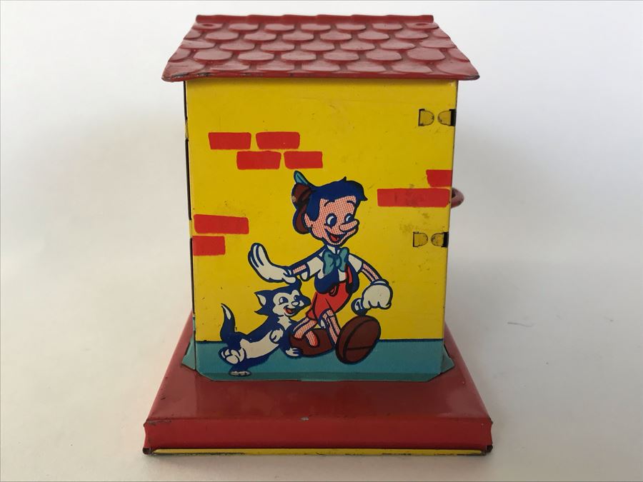 Vintage Walt Disney Productions Tin Litho Bank J. Chein & Co USA 6.5W X 3D X 3.5H [Photo 4]