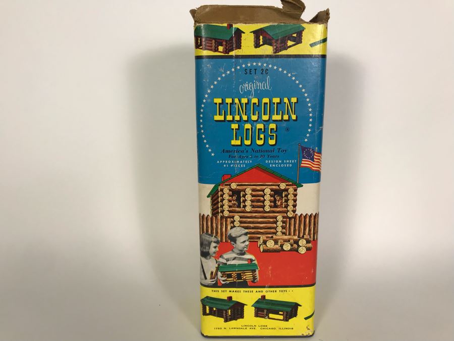Old Original Lincoln Logs Set America's National Toy $2 Original Price Tag [Photo 2]