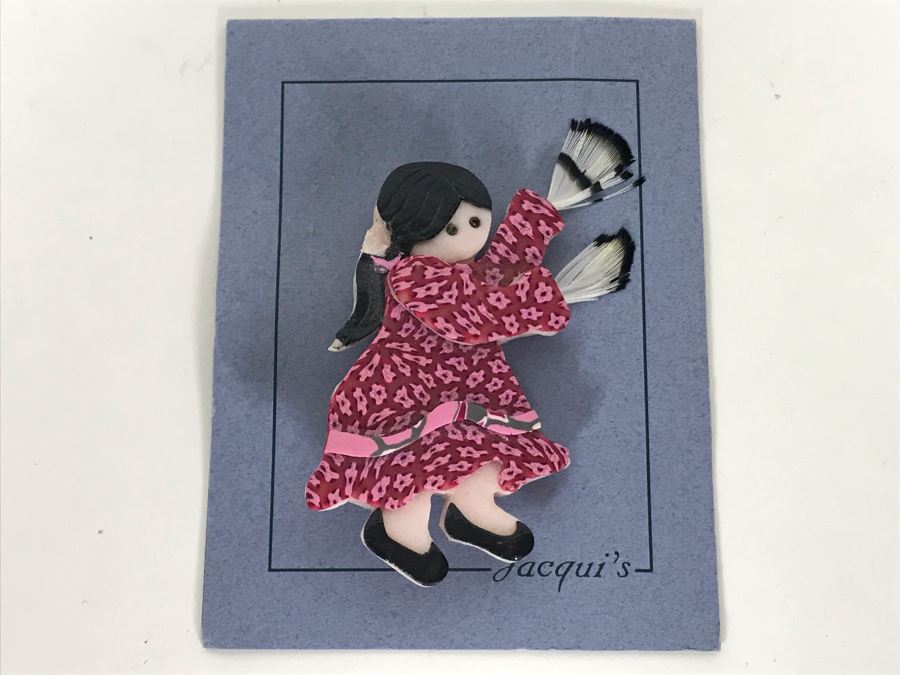 New Clay Jewelry Brooch Pin Signed By Northwest Coast Artist Jacqui Ertischek [Photo 2]