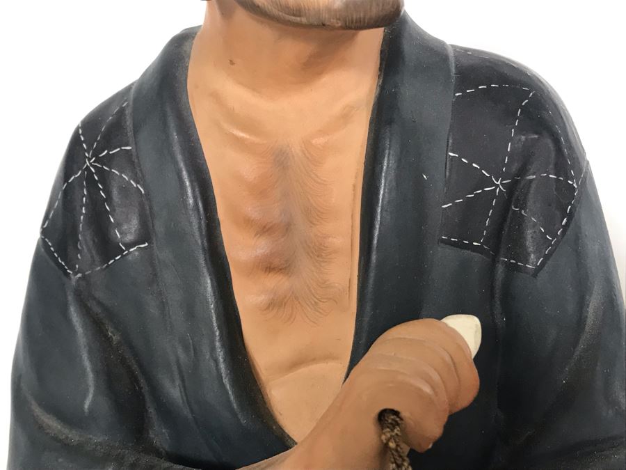 Set Of Three Large Japanese Hand Painted Mud Men Figures (Largest Is 9H) [Photo 11]