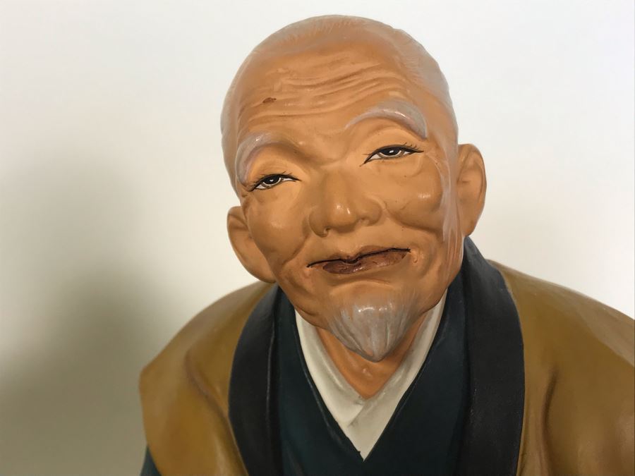 Set Of Three Large Japanese Hand Painted Mud Men Figures (Largest Is 9H) [Photo 5]