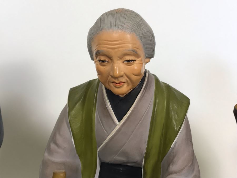 Set Of Three Large Japanese Hand Painted Mud Men Figures (Largest Is 9H) [Photo 7]