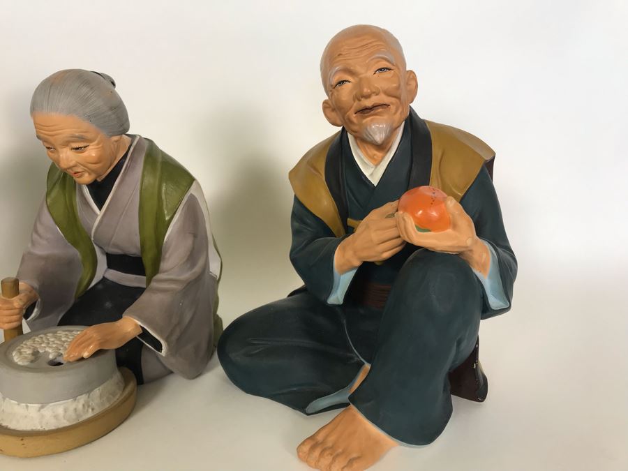 Set Of Three Large Japanese Hand Painted Mud Men Figures (Largest Is 9H) [Photo 3]