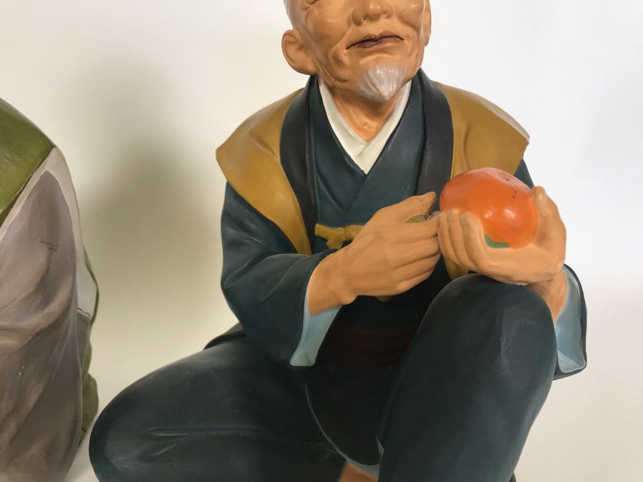 Set Of Three Large Japanese Hand Painted Mud Men Figures (Largest Is 9H) [Photo 4]