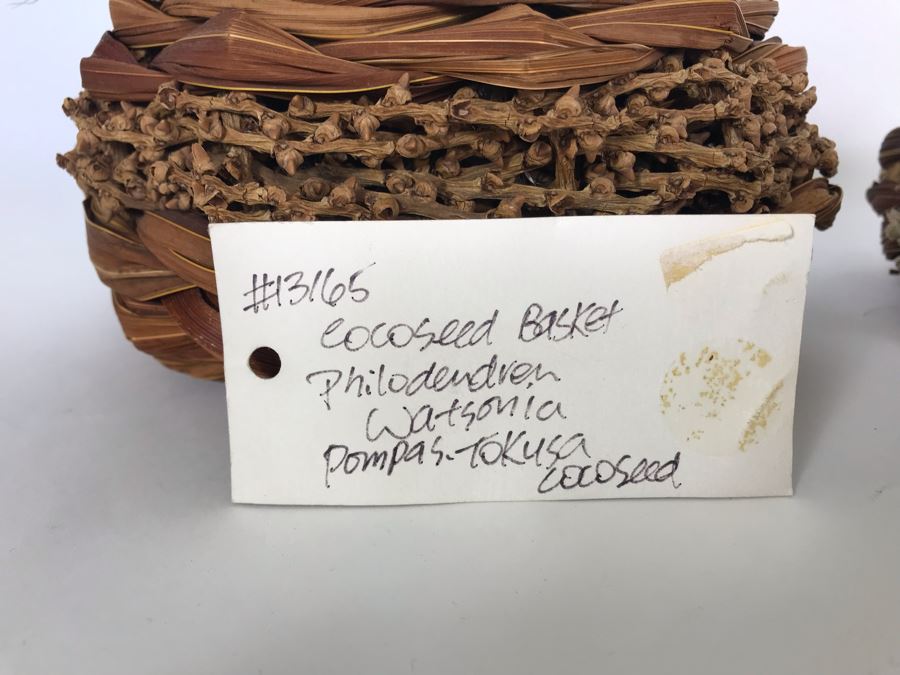 Pair Of Maui Hawaii Fiber Sculpture Baskets: Mika McCann (L - 7 X 5) And Susan Jenson (R - 6 X 3 Retailed $63) [Photo 12]