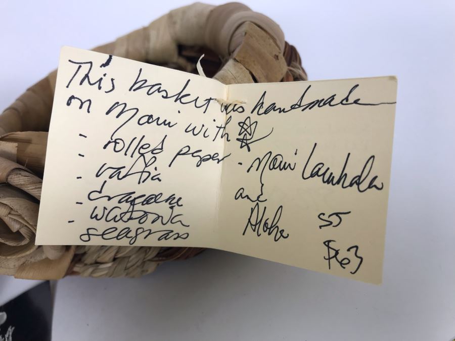 Pair Of Maui Hawaii Fiber Sculpture Baskets: Mika McCann (L - 7 X 5) And Susan Jenson (R - 6 X 3 Retailed $63) [Photo 10]