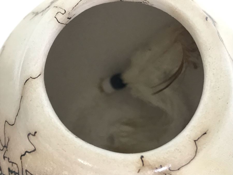 Signed Vail Family Horsehair Native American Pottery Pot 3.5H And Inlaid Eggshell Vase 5H [Photo 6]