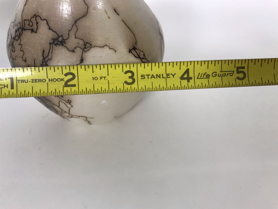 Signed Vail Family Horsehair Native American Pottery Pot 3.5H And Inlaid Eggshell Vase 5H [Photo 15]