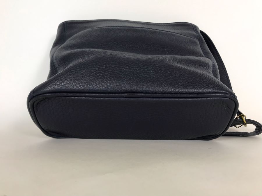 Dark Blue Leather Coach Handbag 12W X 9H [Photo 5]