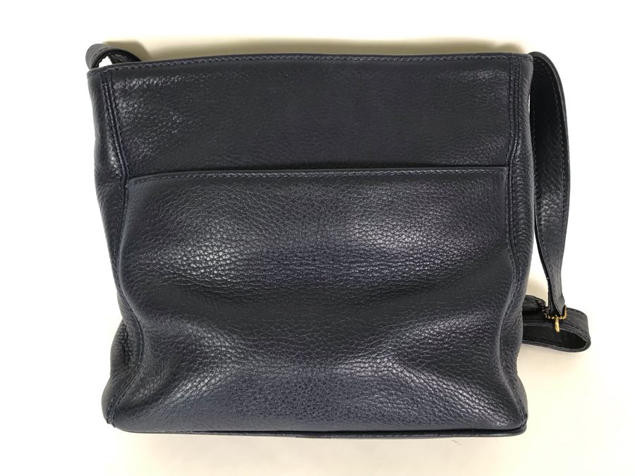 Dark Blue Leather Coach Handbag 12W X 9H [Photo 4]
