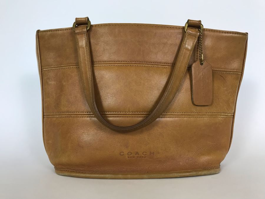 Brown Leather Coach Tote Handbag 12W X 8H