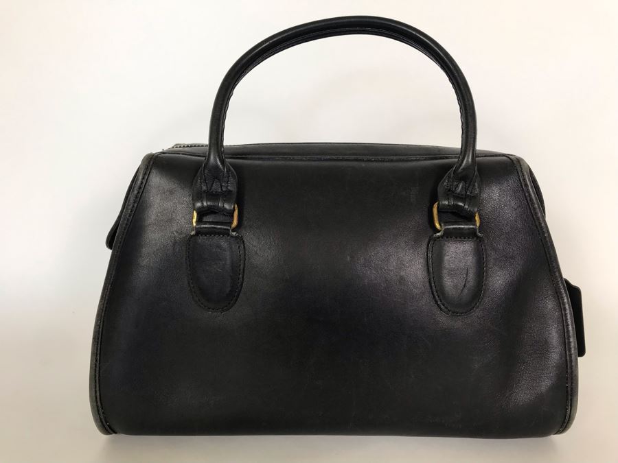 Black Leather Coach Handbag 12W X 8H