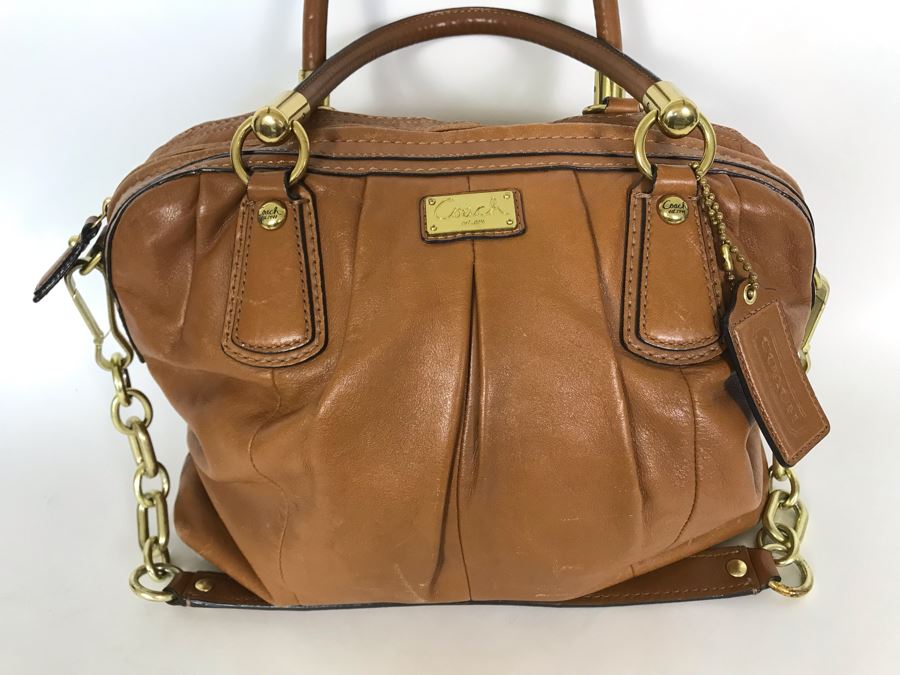 Brown Leather Coach Handbag 14W X 12H