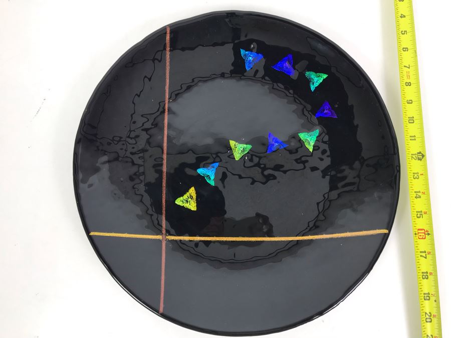 Original Art Glass Piece With Dichroic Glass By Dick Ditore: One Of San Diego's Prominent Contemporary Glass Artists 16R With Display Stand [Photo 7]