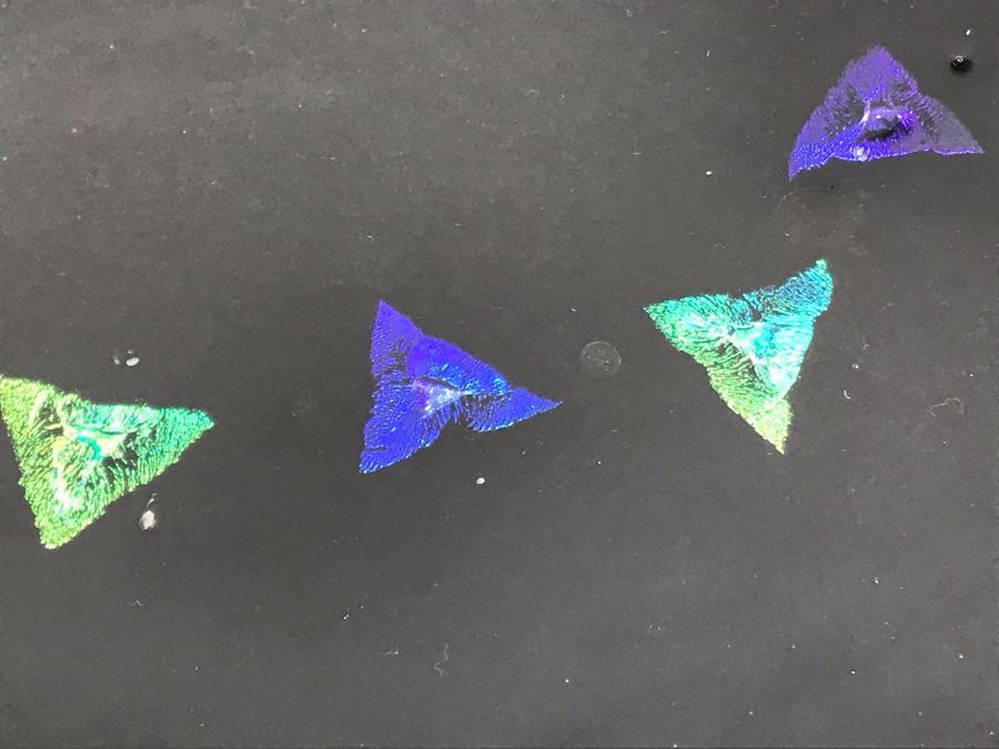 Original Art Glass Piece With Dichroic Glass By Dick Ditore: One Of San Diego's Prominent Contemporary Glass Artists 16R With Display Stand [Photo 12]