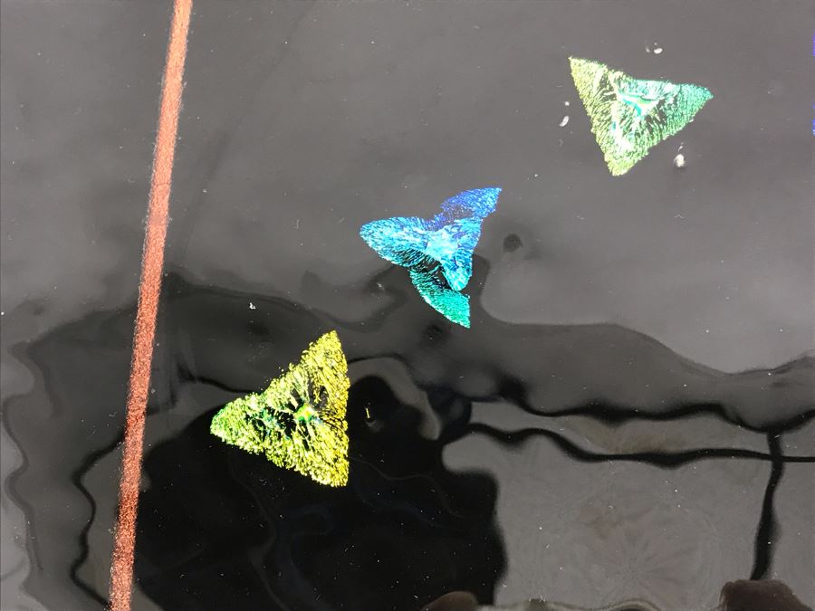 Original Art Glass Piece With Dichroic Glass By Dick Ditore: One Of San Diego's Prominent Contemporary Glass Artists 16R With Display Stand [Photo 9]