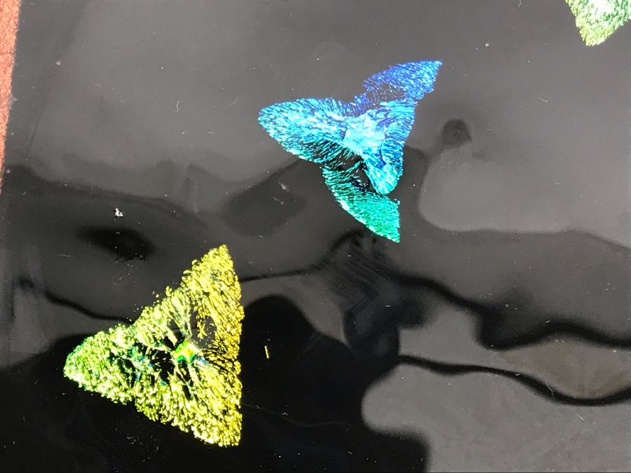 Original Art Glass Piece With Dichroic Glass By Dick Ditore: One Of San Diego's Prominent Contemporary Glass Artists 16R With Display Stand [Photo 10]