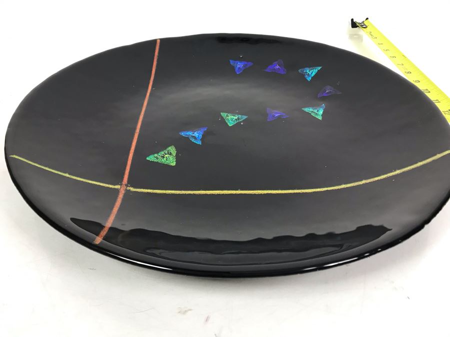 Original Art Glass Piece With Dichroic Glass By Dick Ditore: One Of San Diego's Prominent Contemporary Glass Artists 16R With Display Stand [Photo 13]