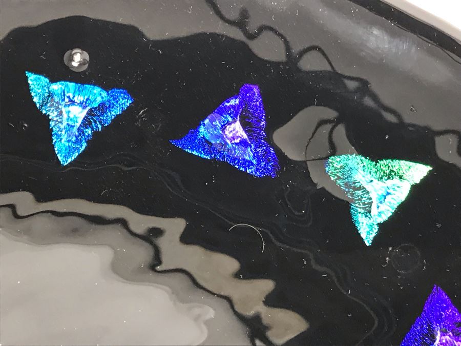 Original Art Glass Piece With Dichroic Glass By Dick Ditore: One Of San Diego's Prominent Contemporary Glass Artists 16R With Display Stand [Photo 11]