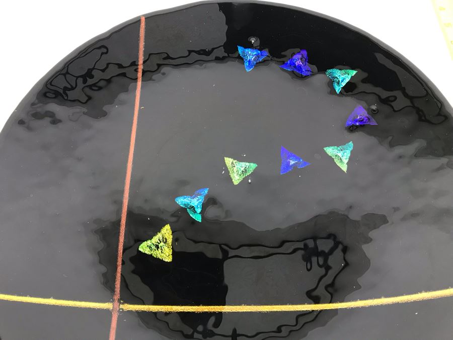 Original Art Glass Piece With Dichroic Glass By Dick Ditore: One Of San Diego's Prominent Contemporary Glass Artists 16R With Display Stand [Photo 8]