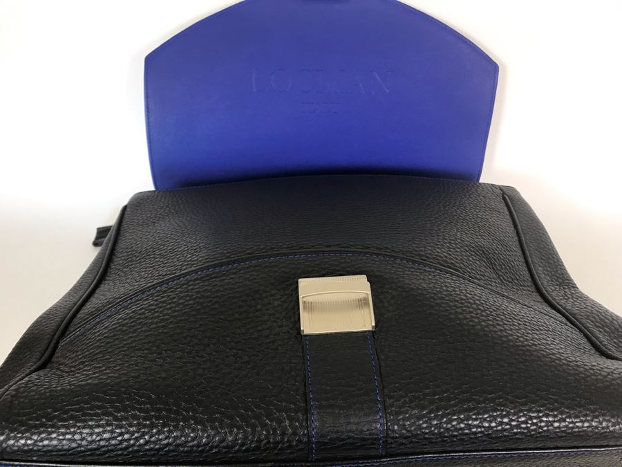 Locman Italy Luxury Black Elk Hide Leather Executive Briefcase Laptop Bag Handbag Like New BUT Handle Needs Screw 21W X 13H - Retailed Over $1,000 - See Photos [Photo 10]