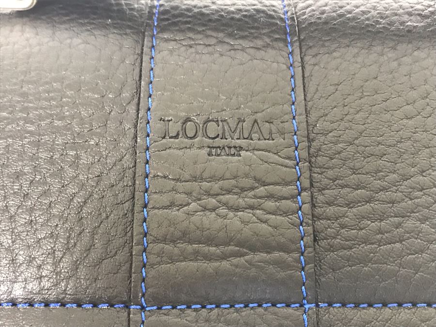 Locman Italy Luxury Black Elk Hide Leather Executive Briefcase Laptop Bag Handbag Like New BUT Handle Needs Screw 21W X 13H - Retailed Over $1,000 - See Photos [Photo 5]