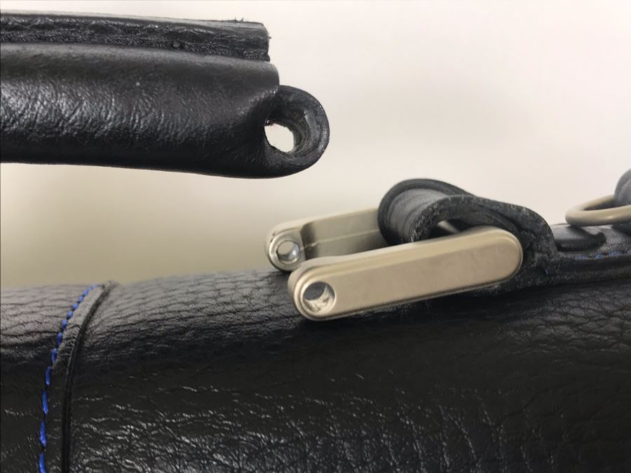 Locman Italy Luxury Black Elk Hide Leather Executive Briefcase Laptop Bag Handbag Like New BUT Handle Needs Screw 21W X 13H - Retailed Over $1,000 - See Photos [Photo 7]