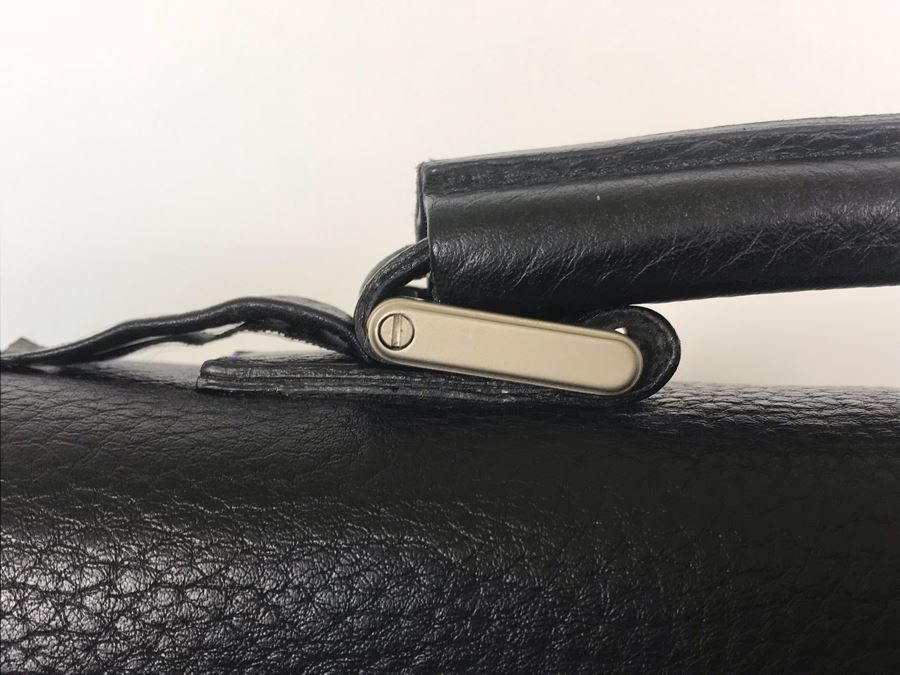 Locman Italy Luxury Black Elk Hide Leather Executive Briefcase Laptop Bag Handbag Like New BUT Handle Needs Screw 21W X 13H - Retailed Over $1,000 - See Photos [Photo 8]