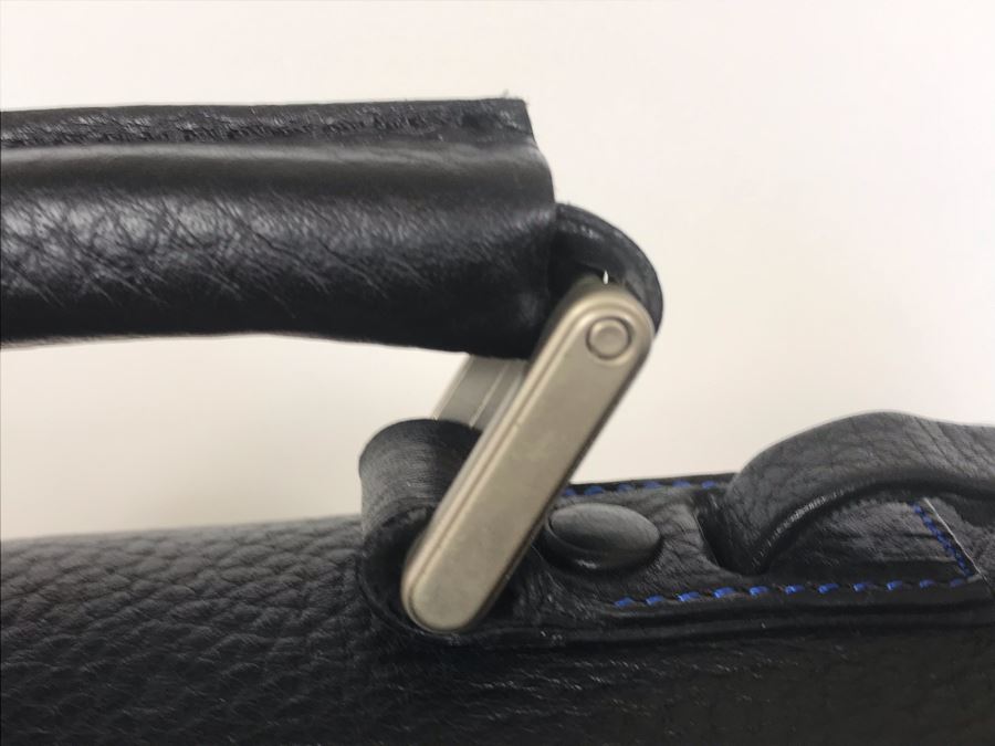 Locman Italy Luxury Black Elk Hide Leather Executive Briefcase Laptop Bag Handbag Like New BUT Handle Needs Screw 21W X 13H - Retailed Over $1,000 - See Photos [Photo 9]