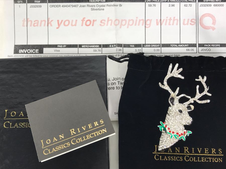 New Joan Rivers Classics Collection Crystal Reindeer Brooch Pin [Photo 2]