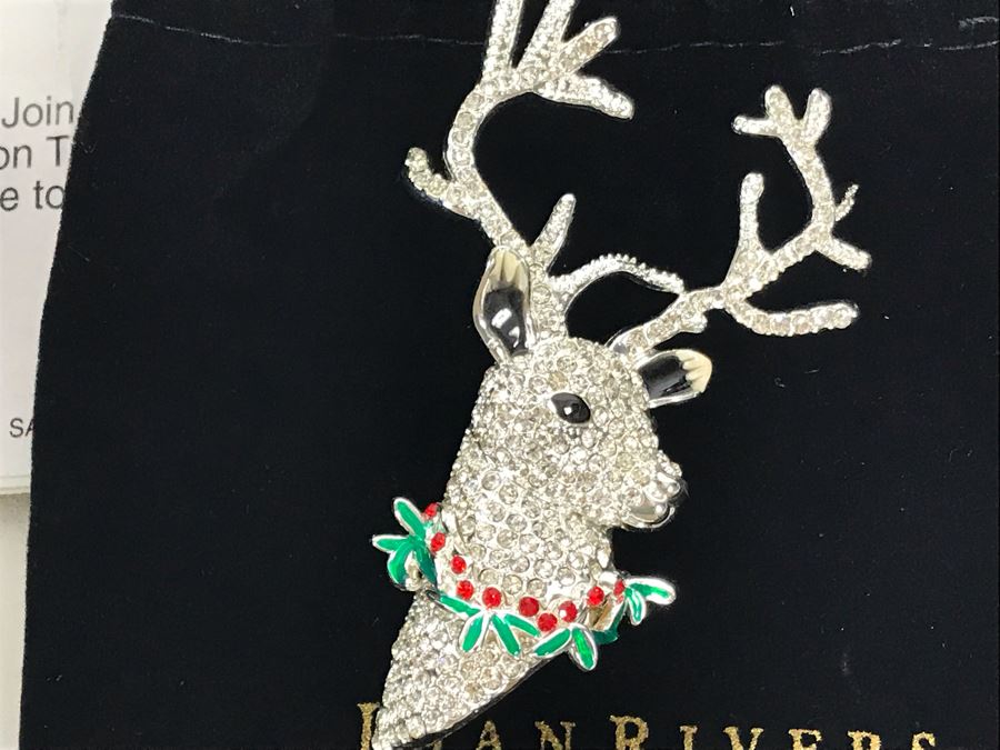New Joan Rivers Classics Collection Crystal Reindeer Brooch Pin [Photo 3]