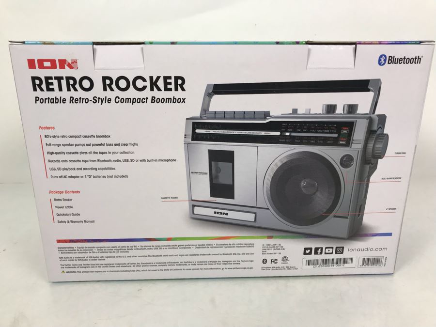 New ION Retro Rocker Portable Boombox AM/FM Radio Cassette Player / Recorder Converts Cassettes To USB Or SD [Photo 4]