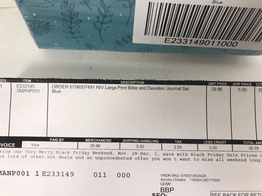 New Large Print Bible And Devotion Journal Set In Blue [Photo 4]